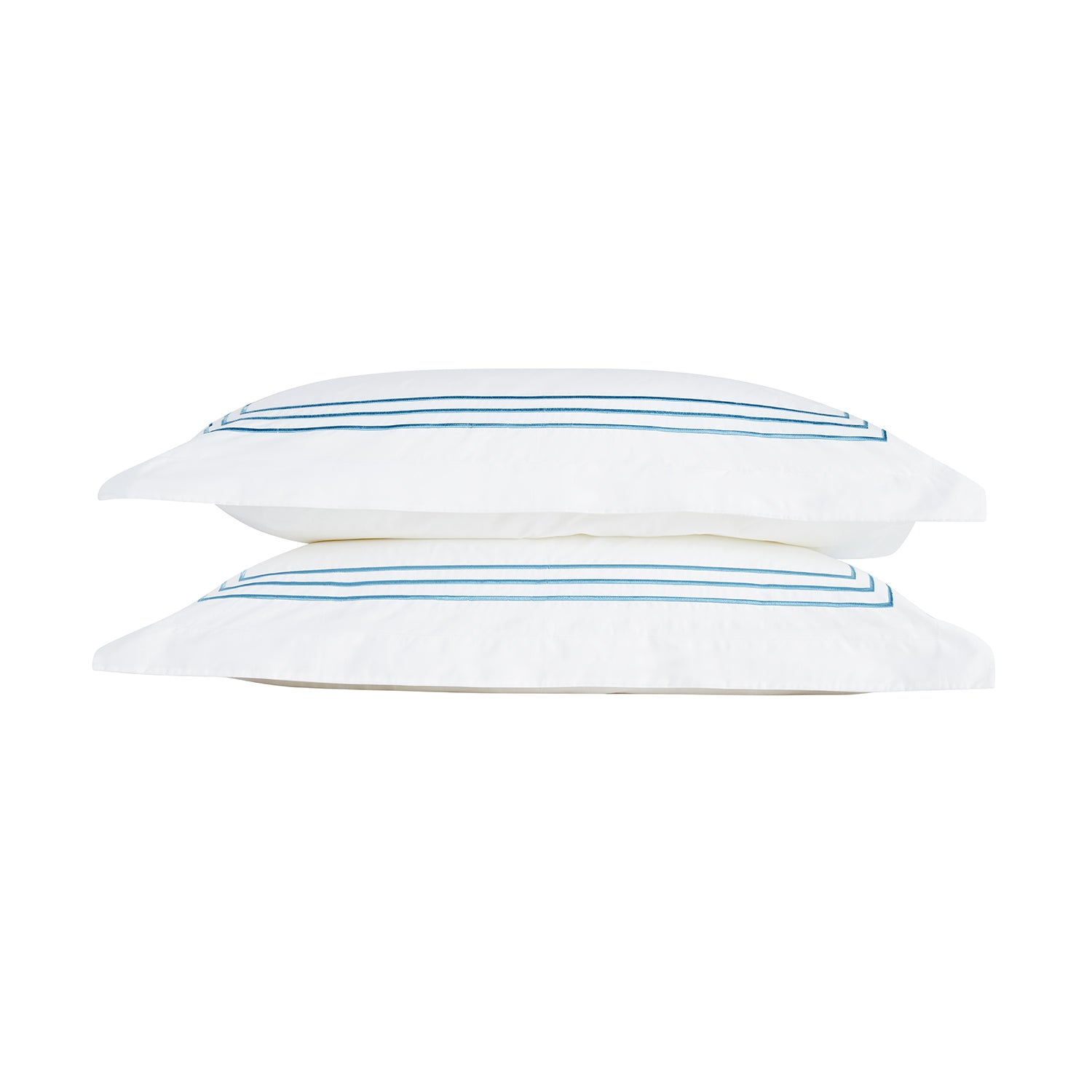 Belvedere Royal Blue Cord Embroidered 300 Thread Count Cotton Percale Oxford Pillowcases - Pair - Image 5
