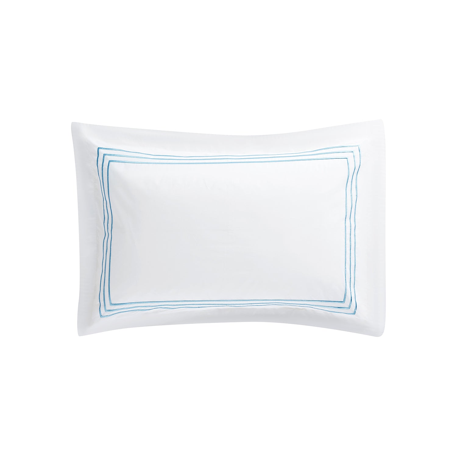 Belvedere Royal Blue Cord Embroidered 300 Thread Count Cotton Percale Oxford Pillowcases - Pair - Image 7