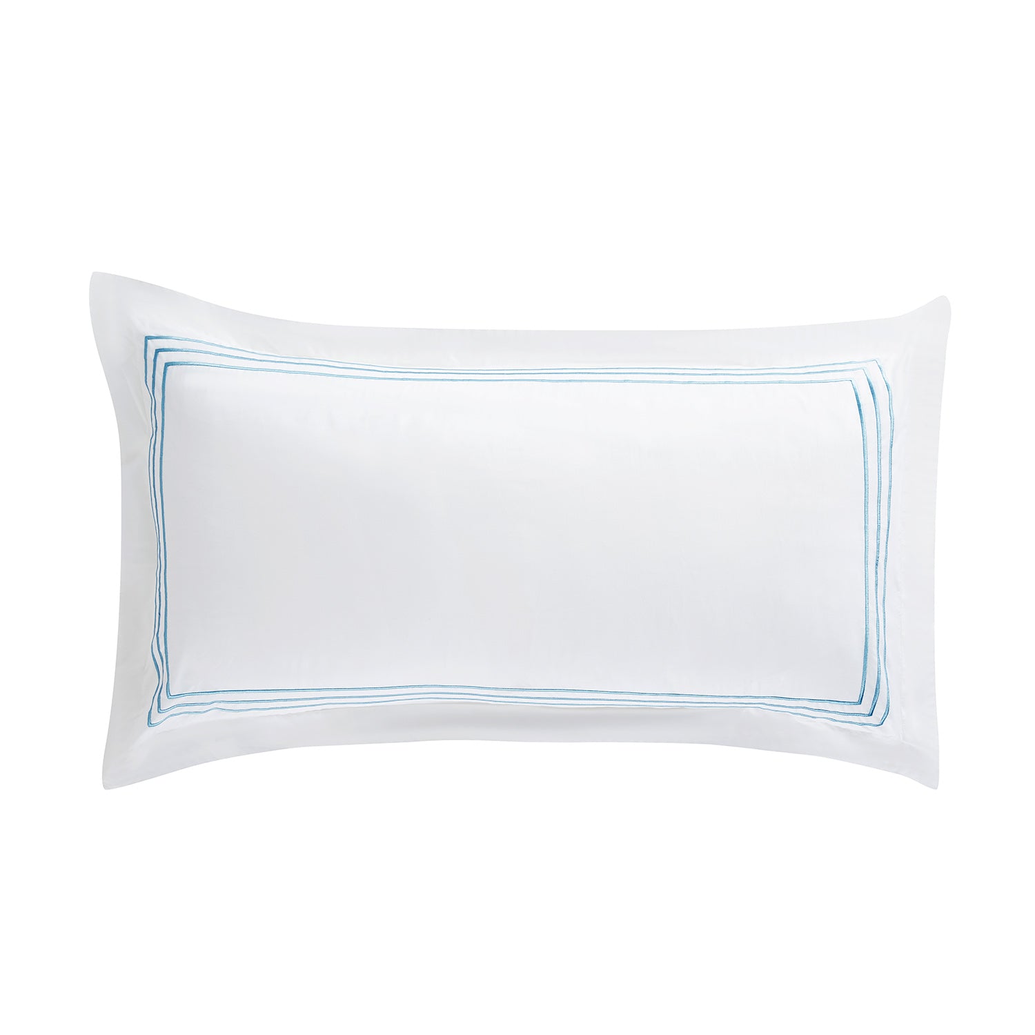 Belvedere Royal Blue Cord Embroidered 300 Thread Count Cotton Percale Oxford Pillowcases - Pair - Image 8