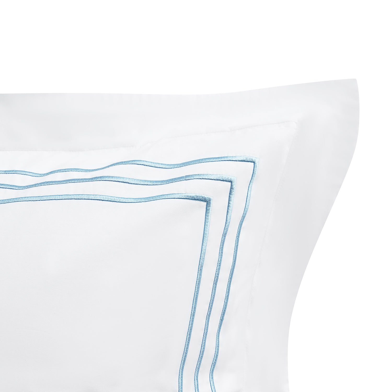 Belvedere Royal Blue Cord Embroidered 300 Thread Count Cotton Percale Oxford Pillowcases - Pair - Image 10