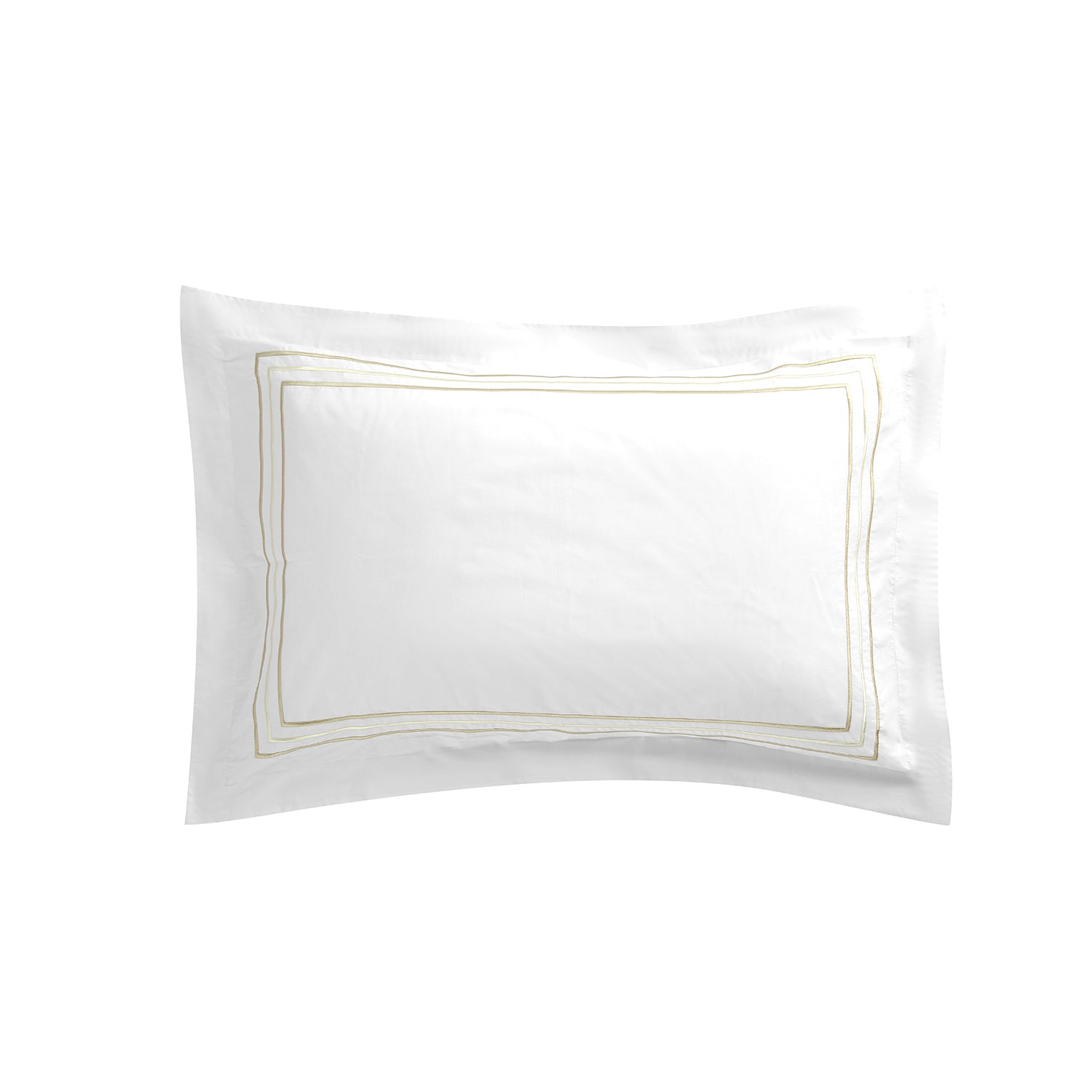 Belvedere Champagne Gold Cord Embroidered 300 Thread Count Cotton Percale Oxford Pillowcases - Pair - Image 3