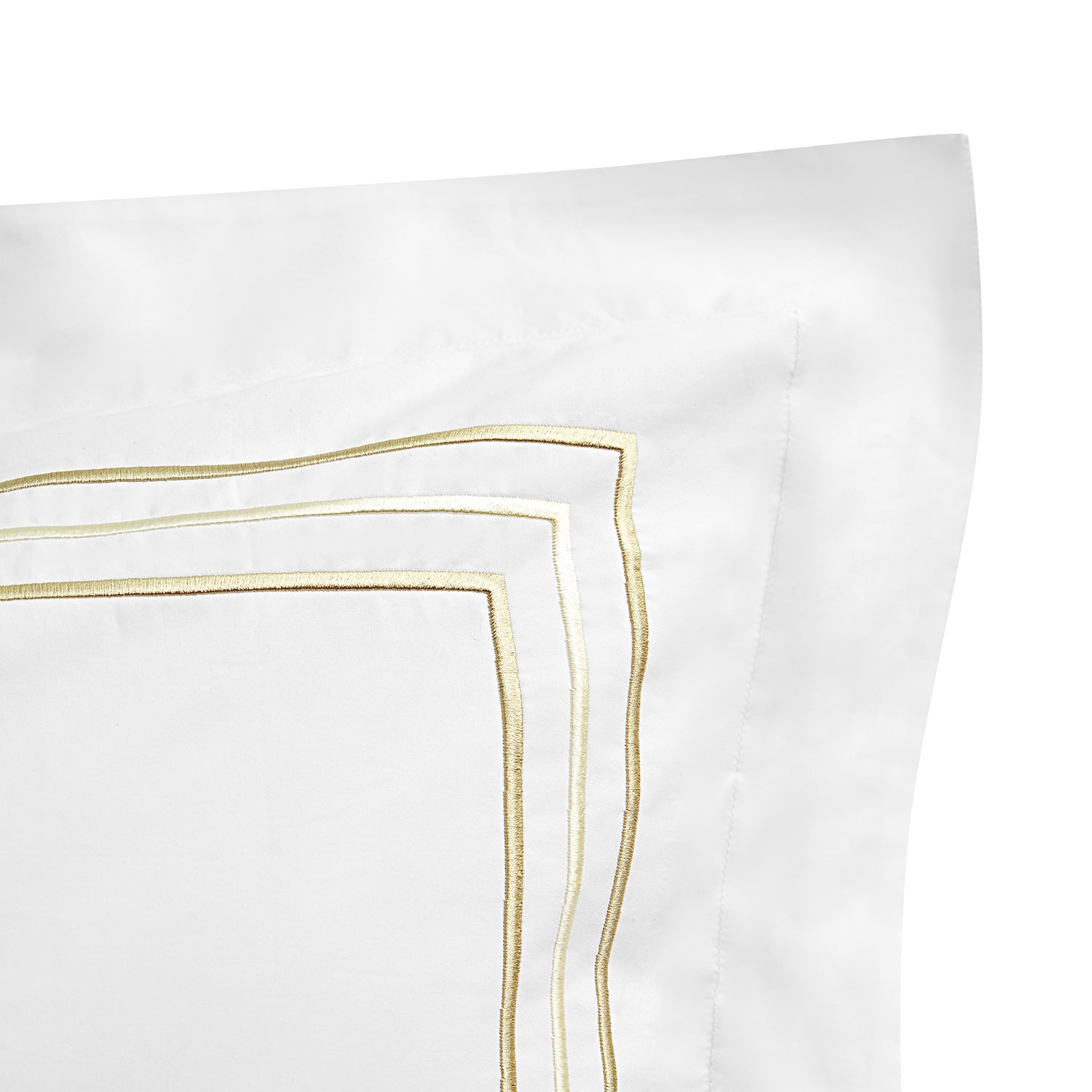 Belvedere Champagne Gold Cord Embroidered 300 Thread Count Cotton Percale Oxford Pillowcases - Pair - Image 7