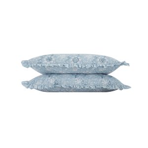 Jaipur Serenity Sky Blue Ruffle 210 Thread Count Cotton Percale Pillowcases - Pair