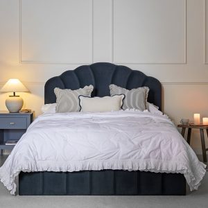 Hana Ottoman Storage Bed, Aegean Blue Velvet