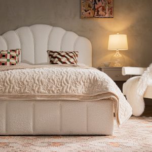 Hana Ottoman Storage Bed, Ecru Boucle
