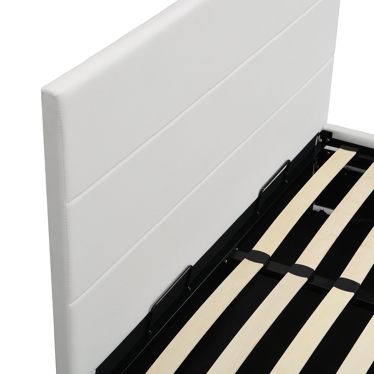 Buxton Faux Leather End Opening Ottoman Storage Bed Frame with Muti-colour LED Light Strip (White PU) - Image 9