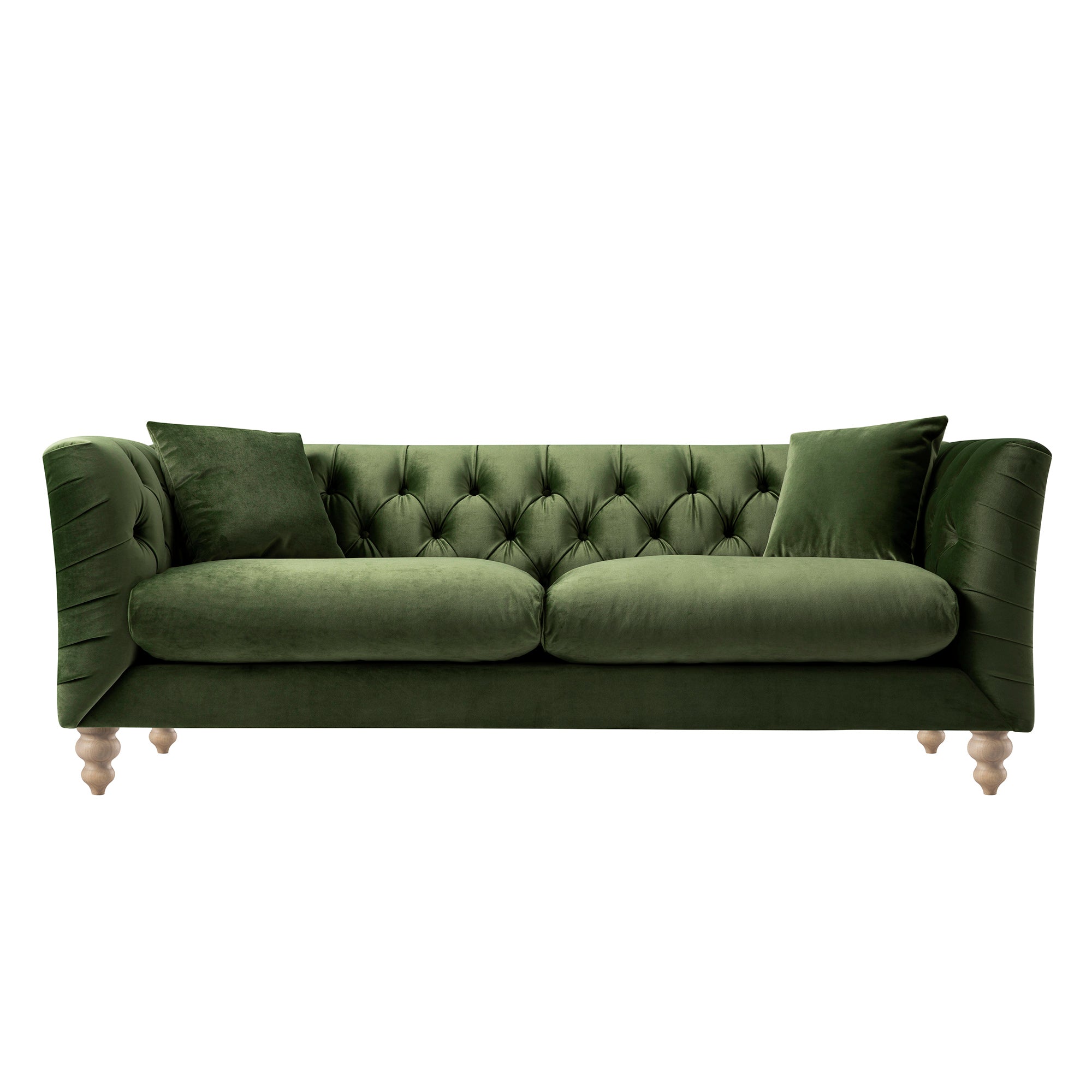 Ashby Chesterfield Large 3-Seater Sofa, Fern Green Velvet - Image 6