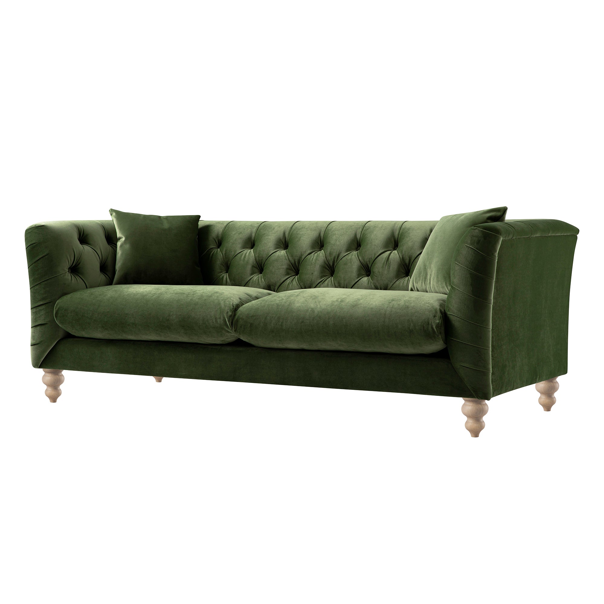 Ashby Chesterfield Large 3-Seater Sofa, Fern Green Velvet - Image 7