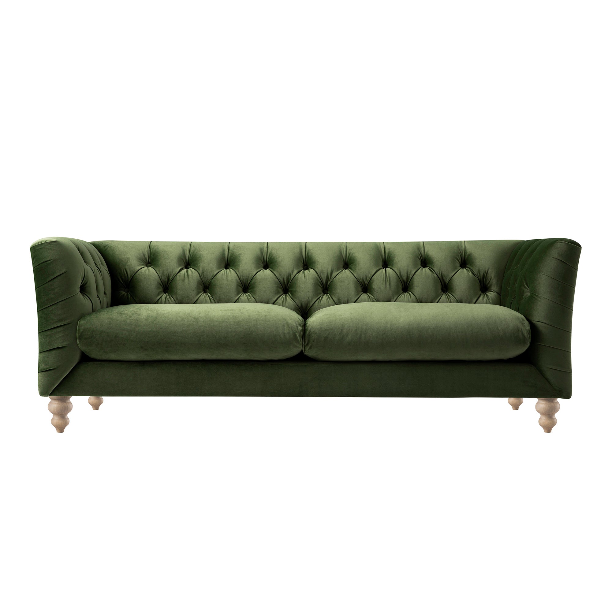 Ashby Chesterfield Large 3-Seater Sofa, Fern Green Velvet - Image 9