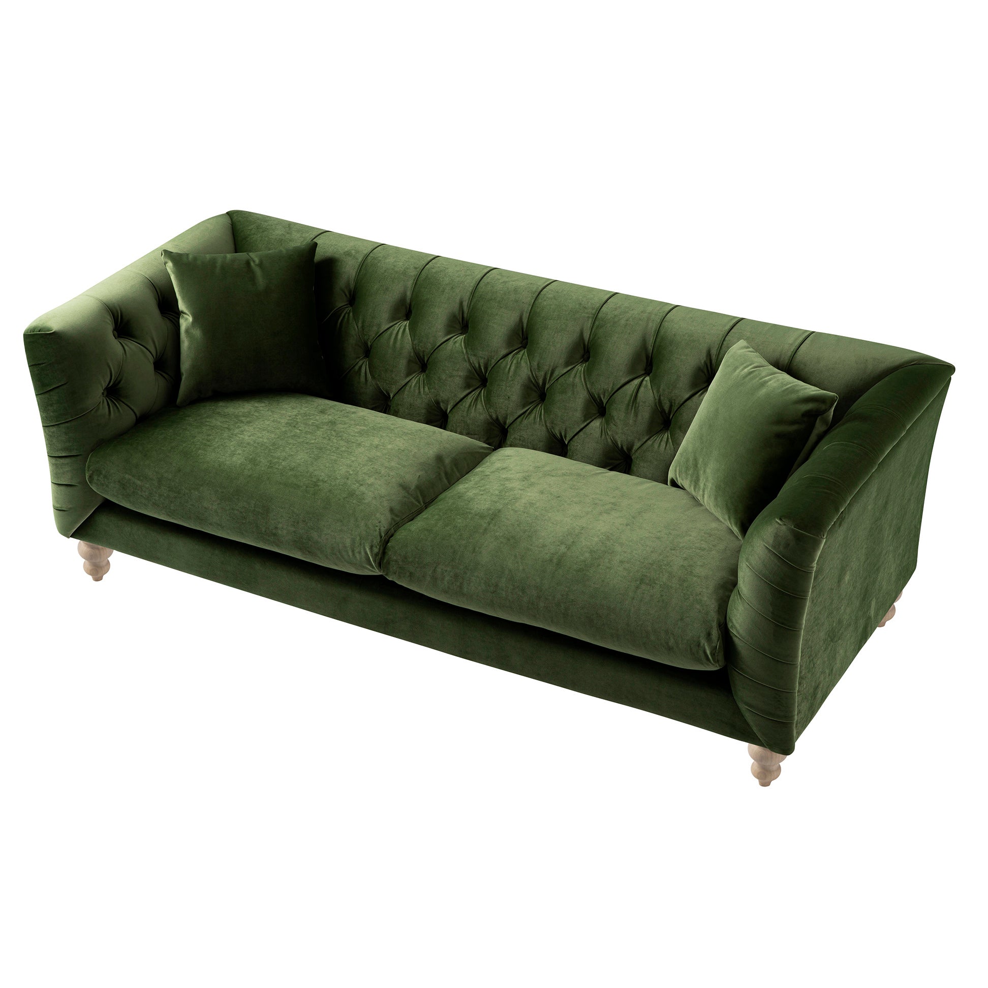 Ashby Chesterfield Large 3-Seater Sofa, Fern Green Velvet - Image 10