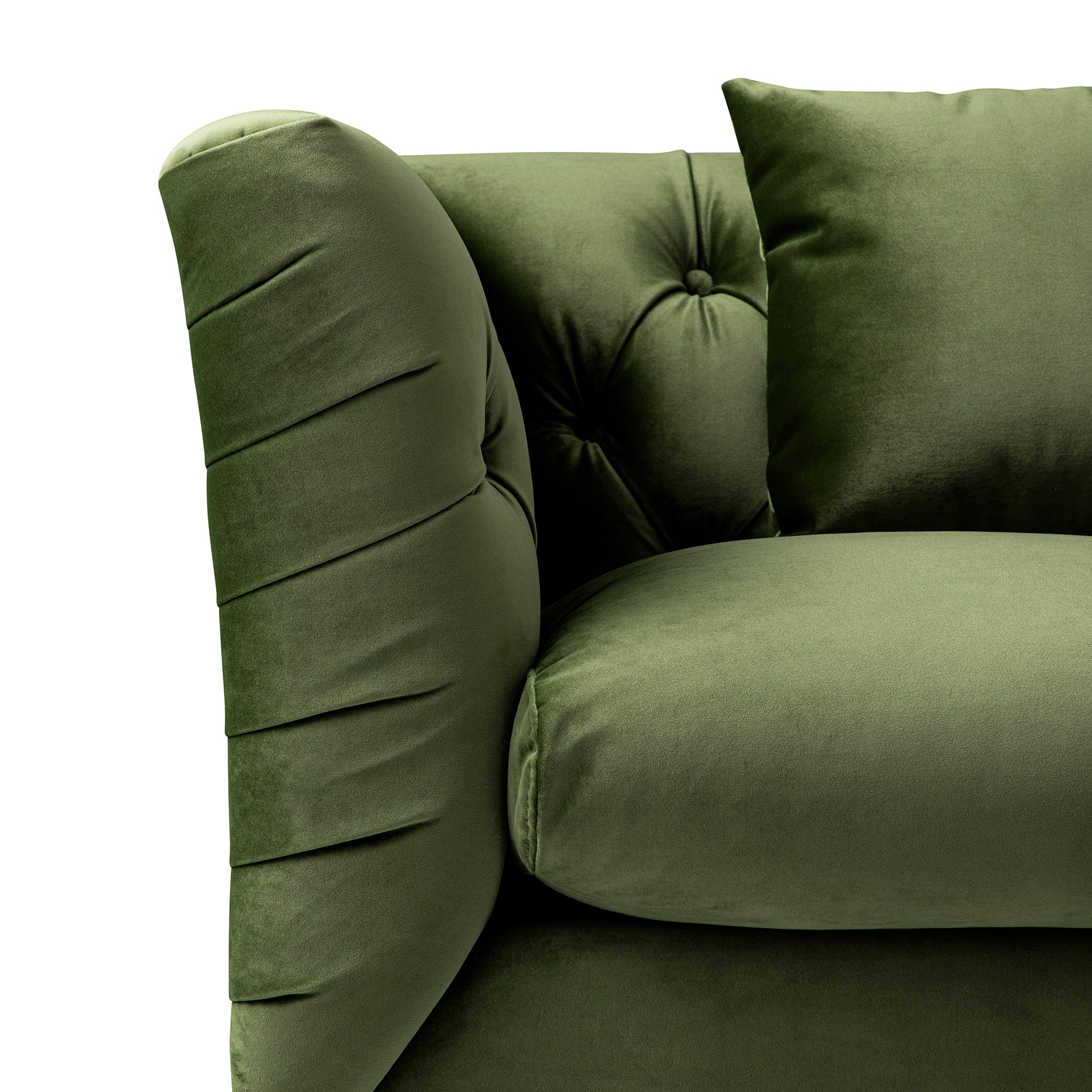 Ashby Chesterfield Large 3-Seater Sofa, Fern Green Velvet - Image 14